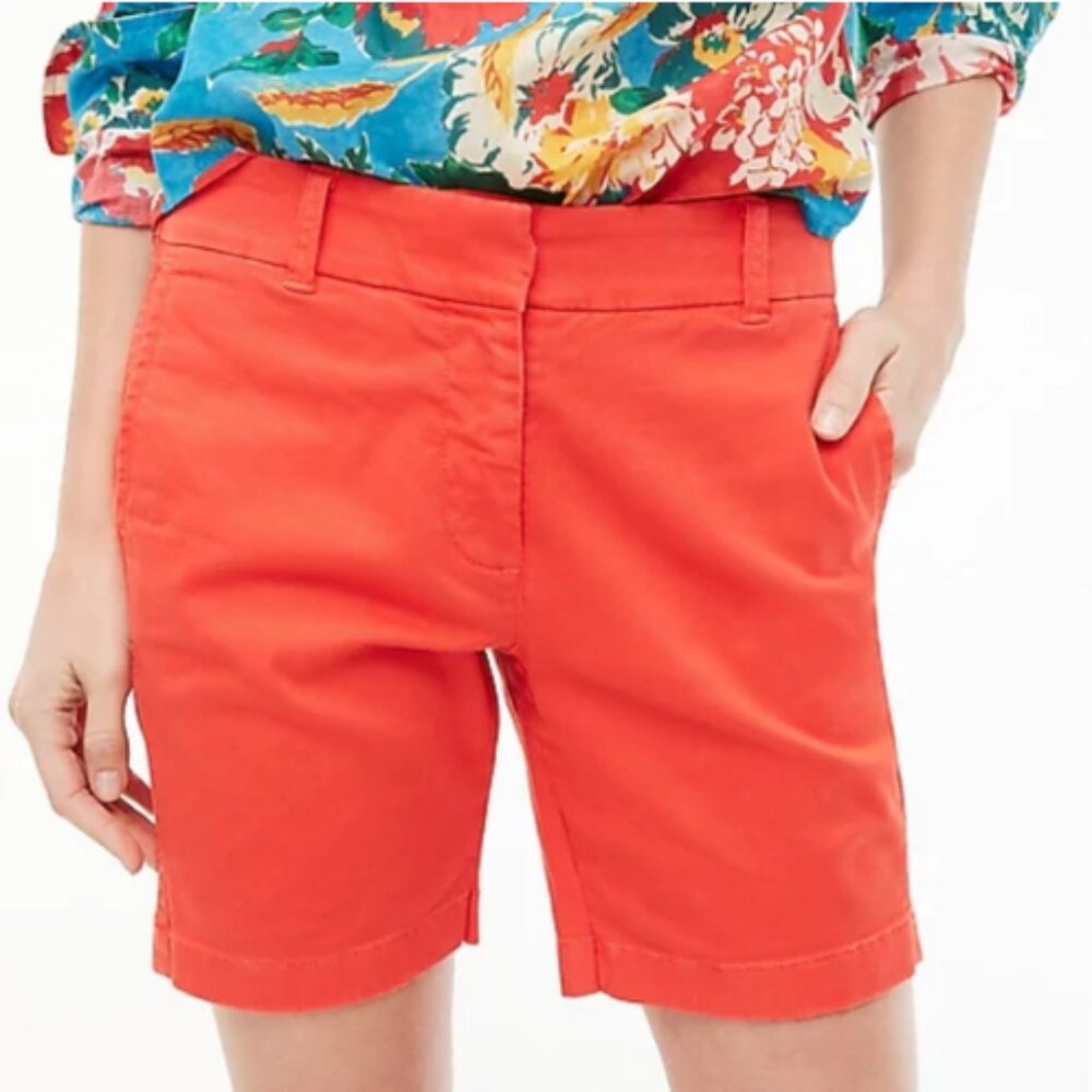 J. Crew Bermuda Shorts Orange Coral Cotton Stretch Chino Preppy City Fit Size 4